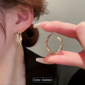 Women Earrings Sparkling Zircon Decor Twist Hoop